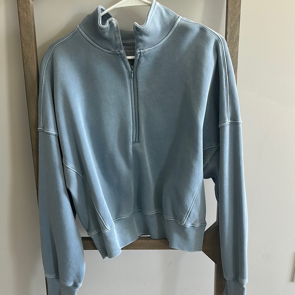 Abercrombie & fitch Women's Blue Half-Zip Sweater